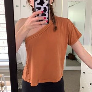 Burnt Orange One Shoulder Free People Tee